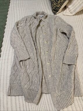 J Jill Cable Knit Button-Up Cardigan Sweater